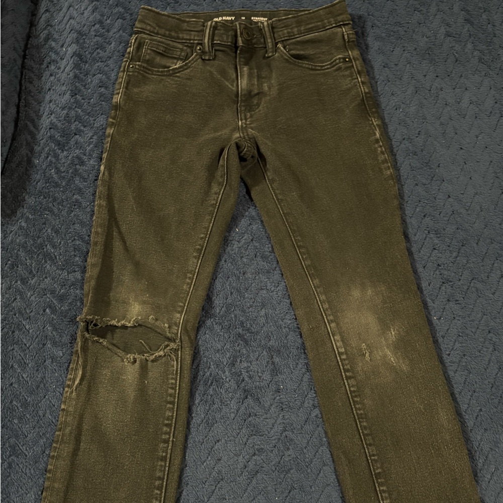 Old Navy Kids Size 10 Straight Leg Black Distressed Jeans